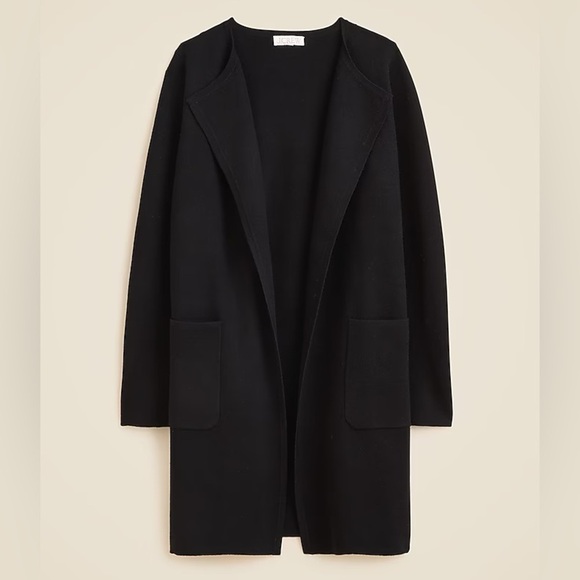 J. Crew Sweaters - NWT J Crew Long Black Cardigan Sweater Juliette collarless knit blazer size xs